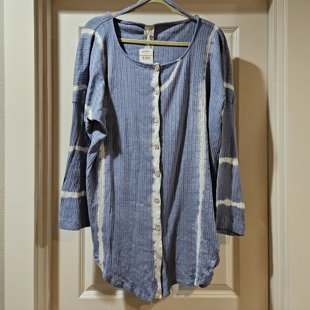 Free People Little Dream PJ Set LS Top High Rise Shorts Oversized Stretchy S NWT - Picture 13 of 16